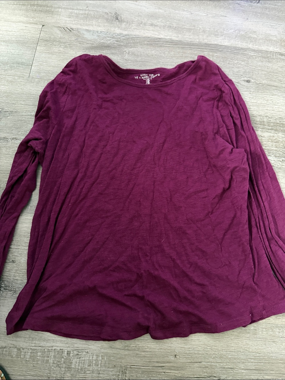 GAP Long-Sleeve Crewneck Top in Berry Plum